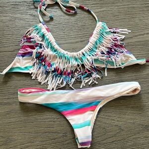 L*Space multicolor fringe swimsuit